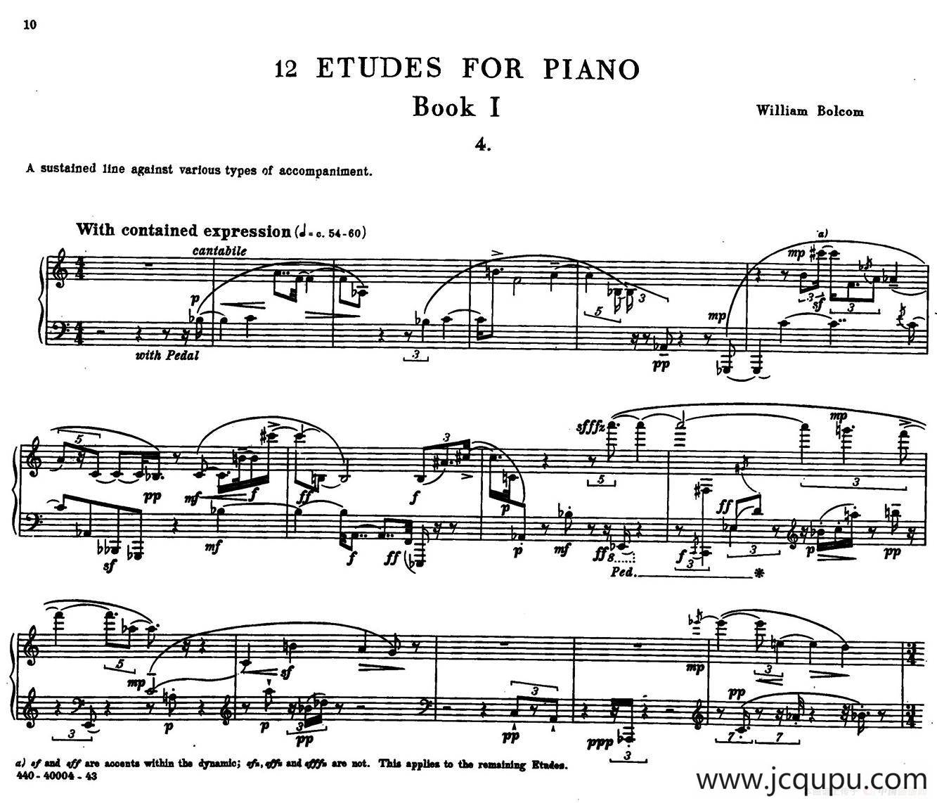 12 Etudes for Piano（博尔科姆12首钢琴练习曲·4）简谱