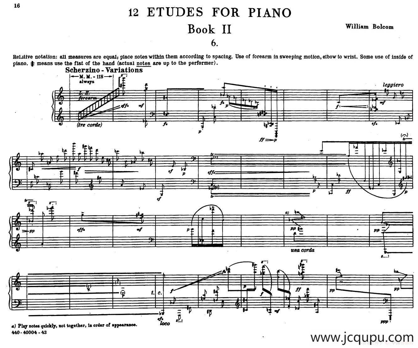12 Etudes for Piano（博尔科姆12首钢琴练习曲·6）简谱