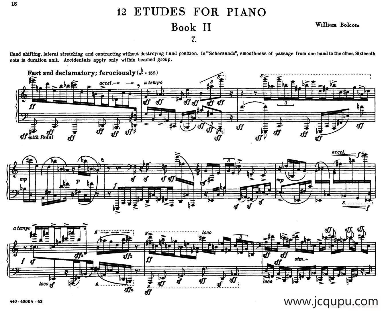 12 Etudes for Piano（博尔科姆12首钢琴练习曲·7）简谱