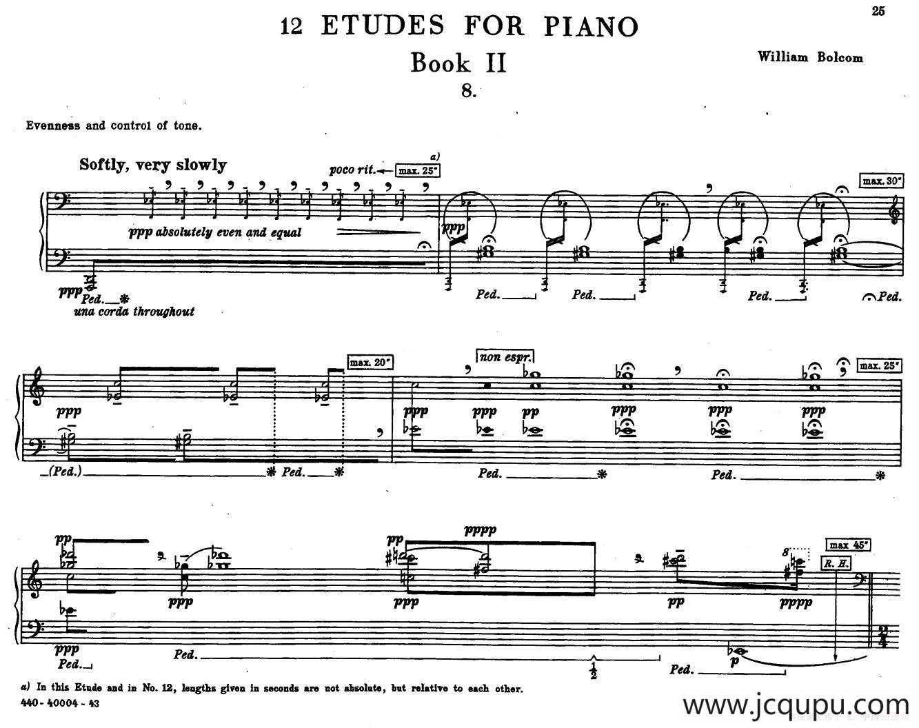 12 Etudes for Piano（博尔科姆12首钢琴练习曲·8）简谱