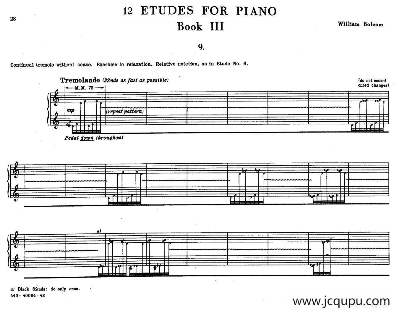 12 Etudes for Piano（博尔科姆12首钢琴练习曲·9）简谱