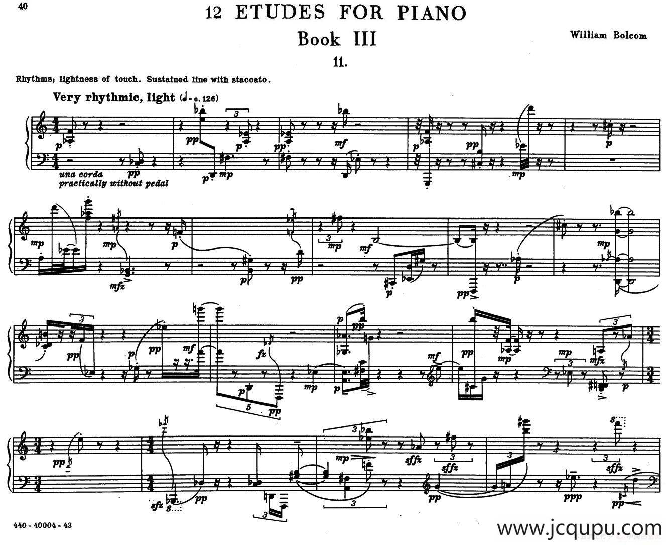 12 Etudes for Piano（博尔科姆12首钢琴练习曲·11）简谱