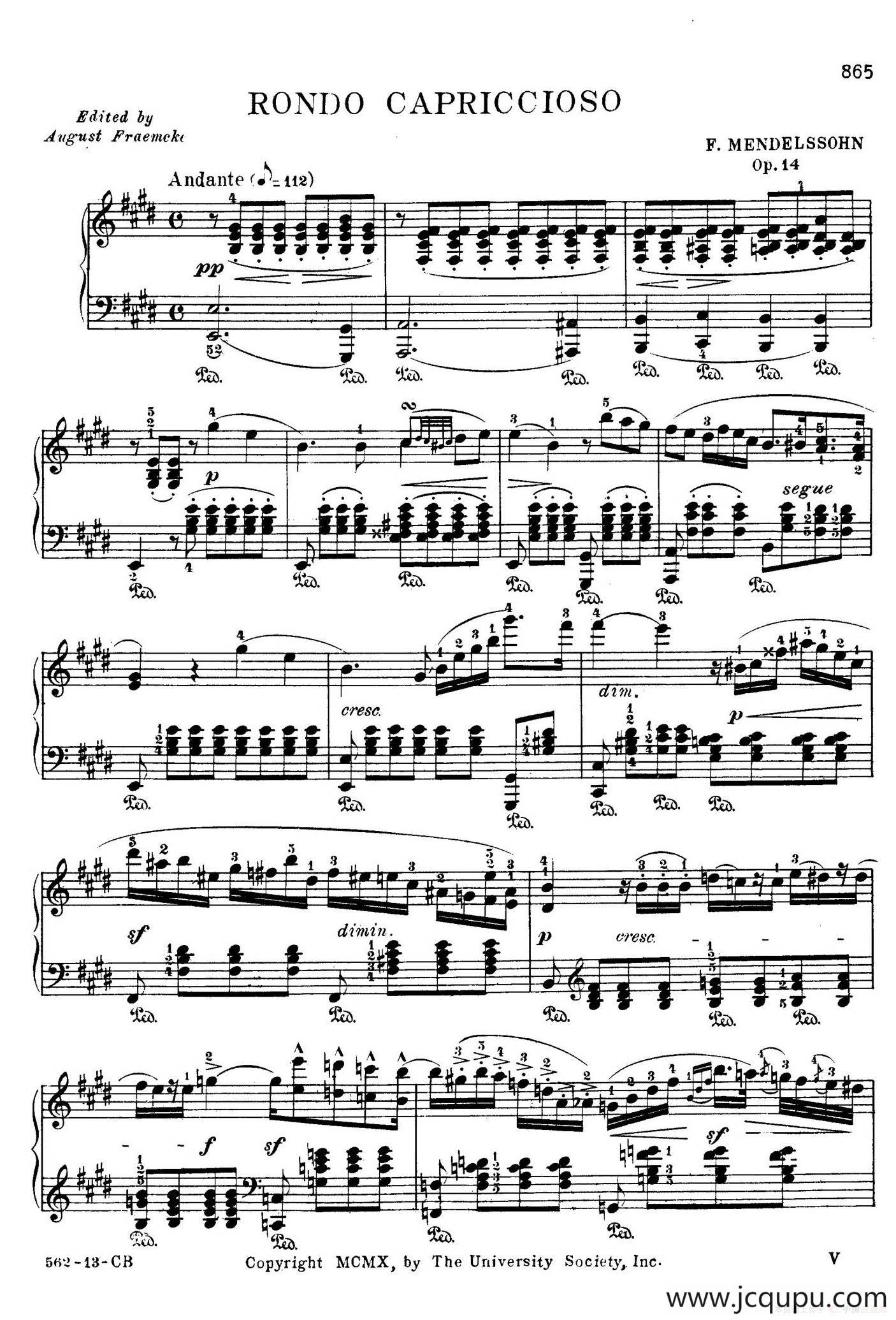 Rondo Capriccioso Op.14（随想回旋曲）简谱