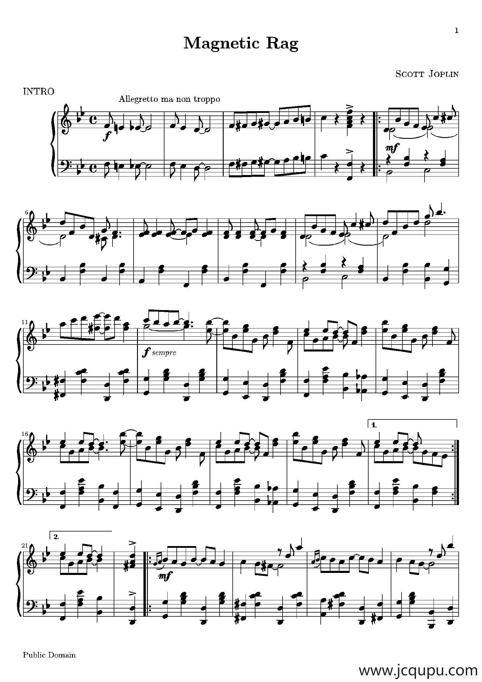 Magnetic Rag（吸引力拉格泰姆）简谱