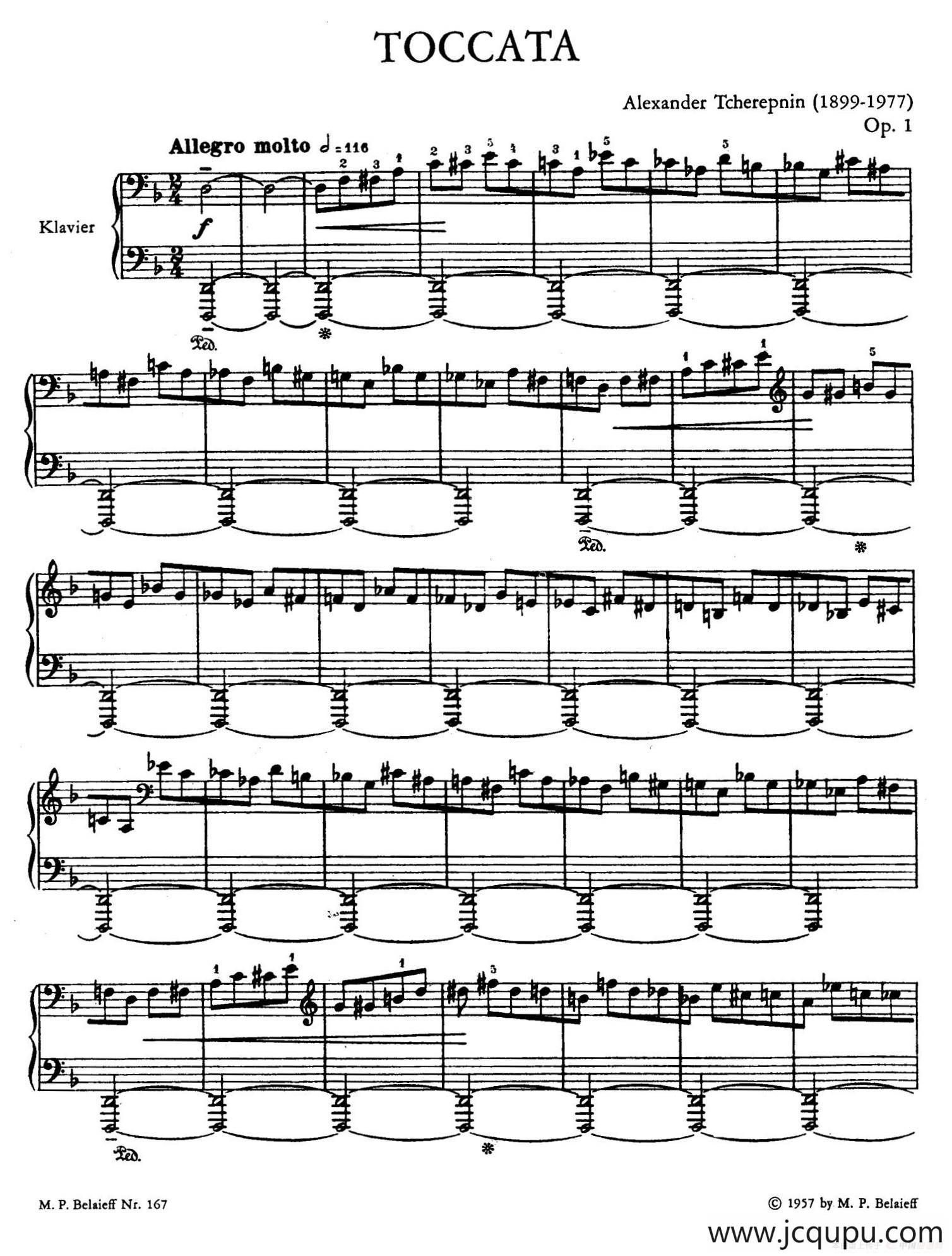 Toccata No.1 Op.1（第一托卡塔）简谱
