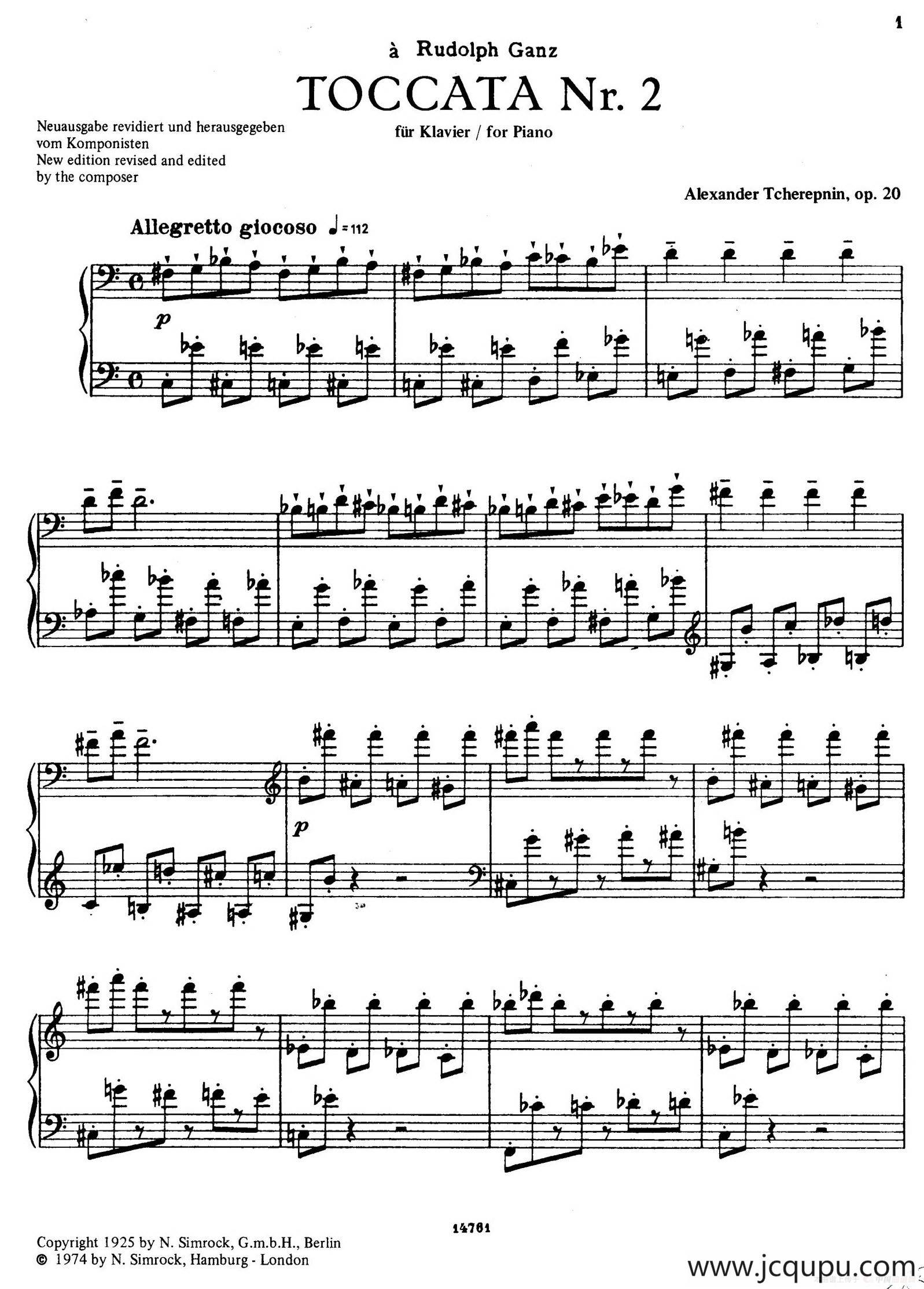 Toccata No.2 Op.20（第二托卡塔）简谱