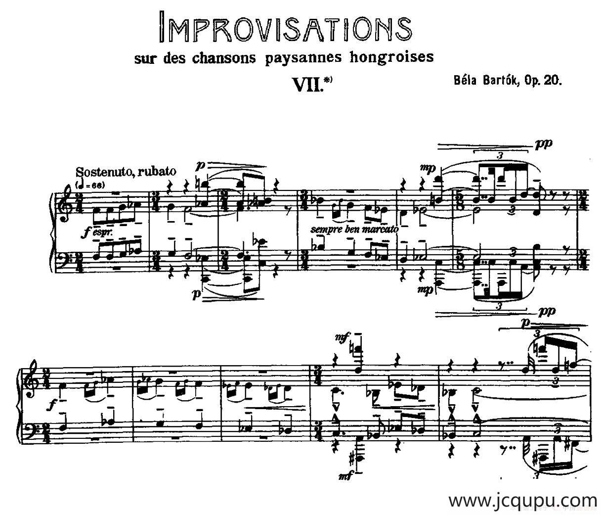 8 Improvisations Op.20（8首匈牙利民歌即兴曲·Ⅶ）简谱