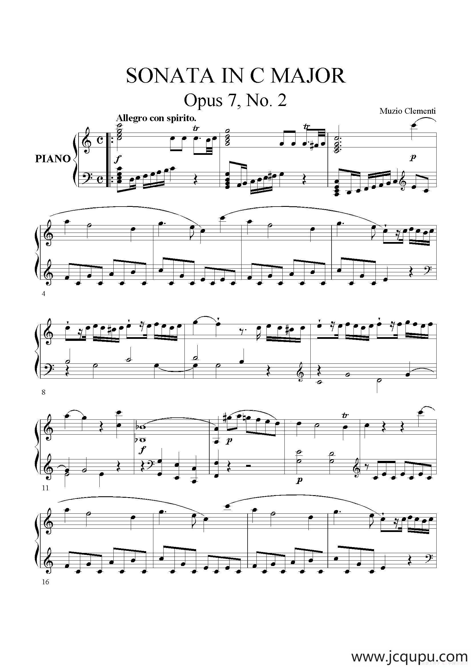 Sonata in C Major Op.7 No.2（C大调奏鸣曲）简谱