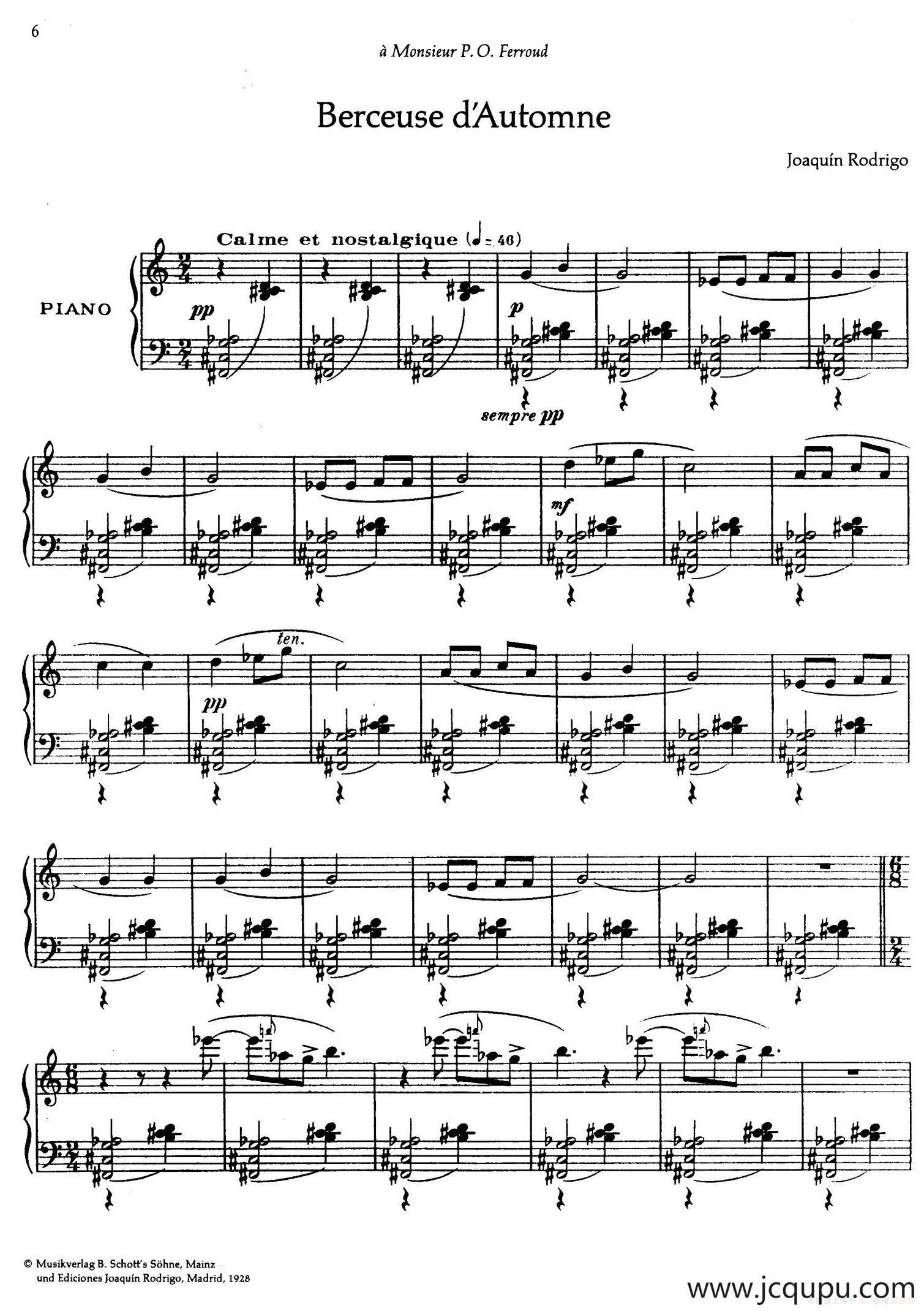 Rodrigo - Deux Berceuses（罗德里戈2首摇篮曲·2）简谱