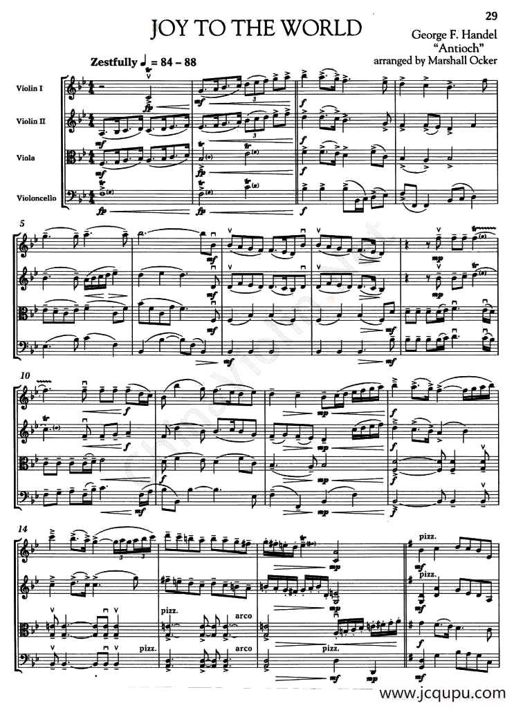 JOY TO THE WORLD（欢乐世界）（弦乐四重奏）简谱