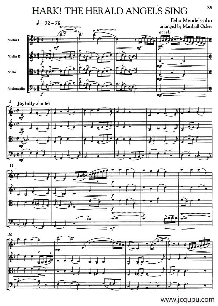 HARK! THE HERALD ANGELS SING（听！天使高声唱）（弦乐四重奏）简谱
