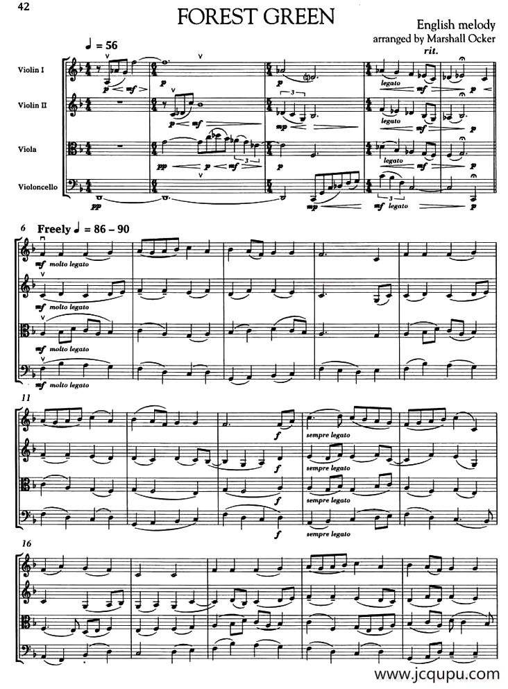 FOREST GREEN（绿色森林）（弦乐四重奏）简谱