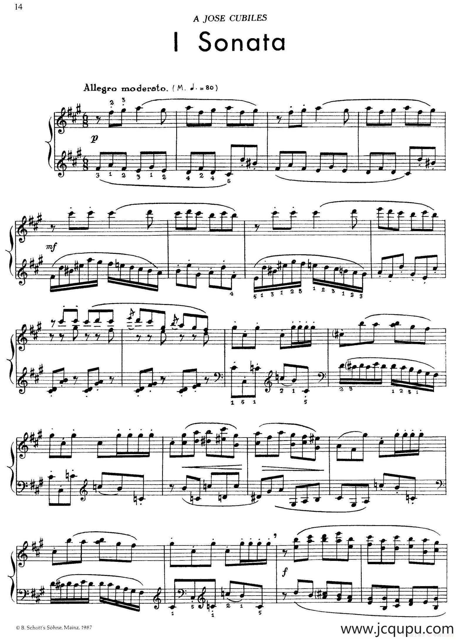 5首卡斯蒂利亚奏鸣曲（Ⅰsonata）简谱