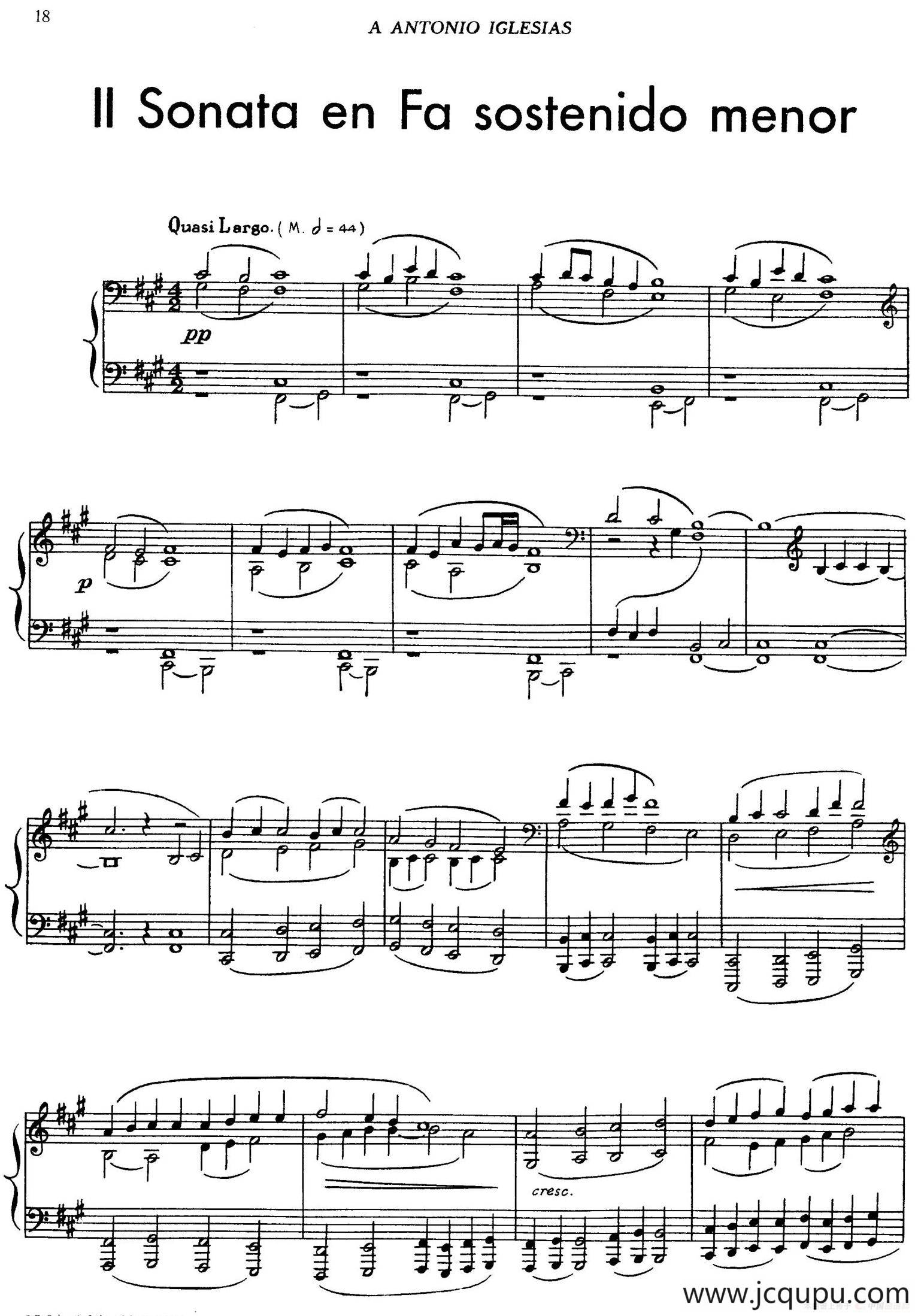 5首卡斯蒂利亚奏鸣曲（Ⅱ sonata en fa sosotenido menor）简谱