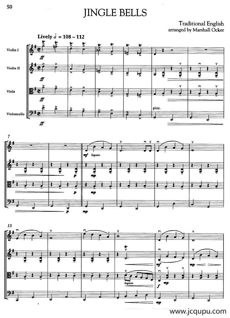 JINGLE BELLS（铃儿响叮当）（弦乐四重奏）简谱