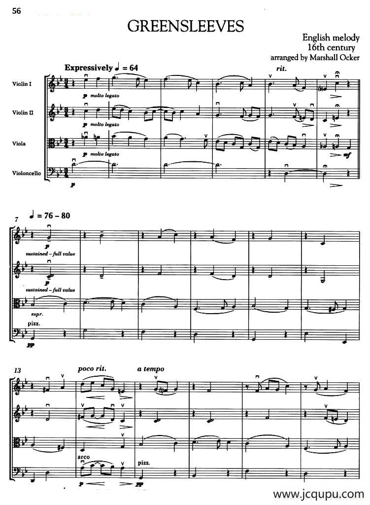 GREENSLEEVES（弦乐四重奏）简谱