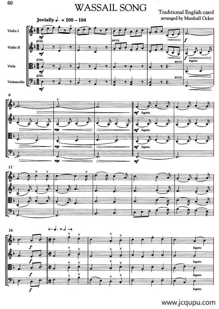 WASSAIL SONG（祝酒歌）（弦乐四重奏）简谱