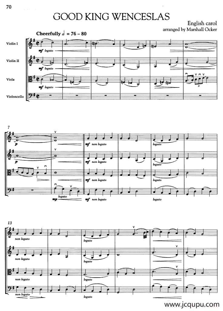 GOOD KING WENCESLAS（弦乐四重奏）简谱