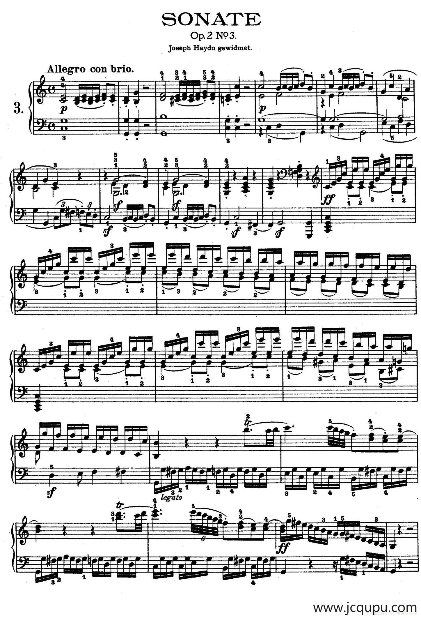 Piano Sonata in C Op.2 No.3（C大调第三钢琴奏鸣曲）简谱