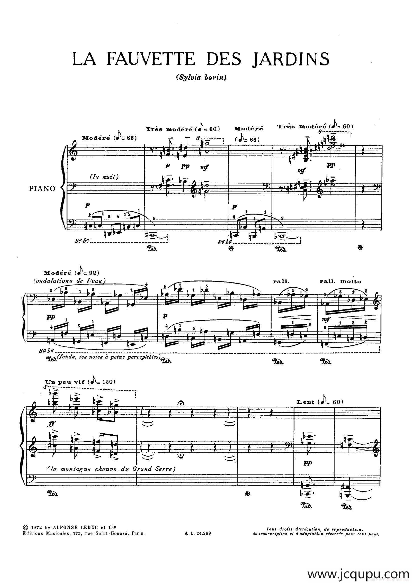 La Fauvette des Jardins（园林莺）简谱