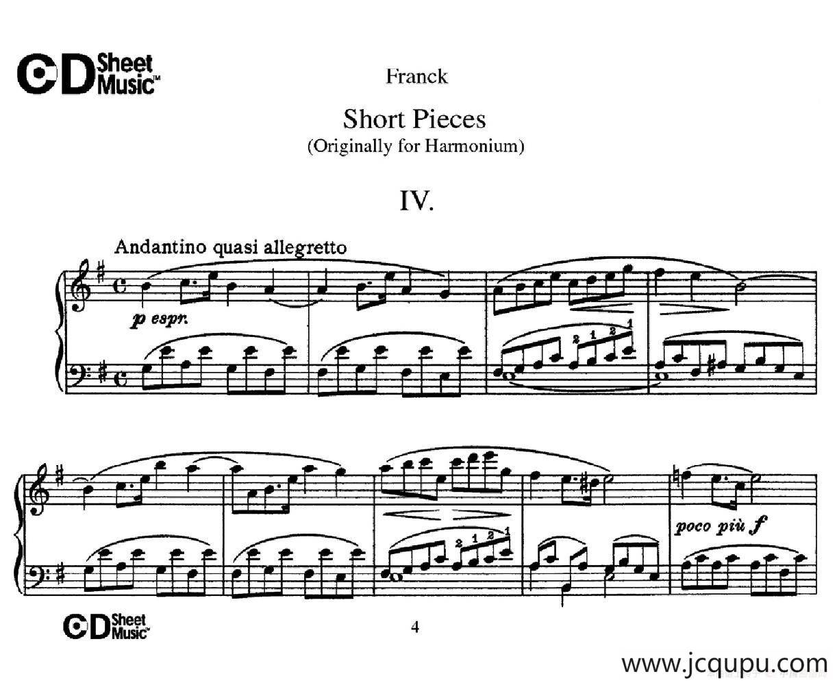 18 Short Pieces（18首小品·Ⅳ）简谱