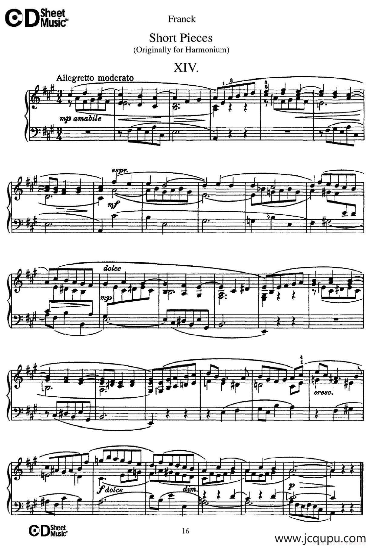 18 Short Pieces（18首小品·XIV）简谱