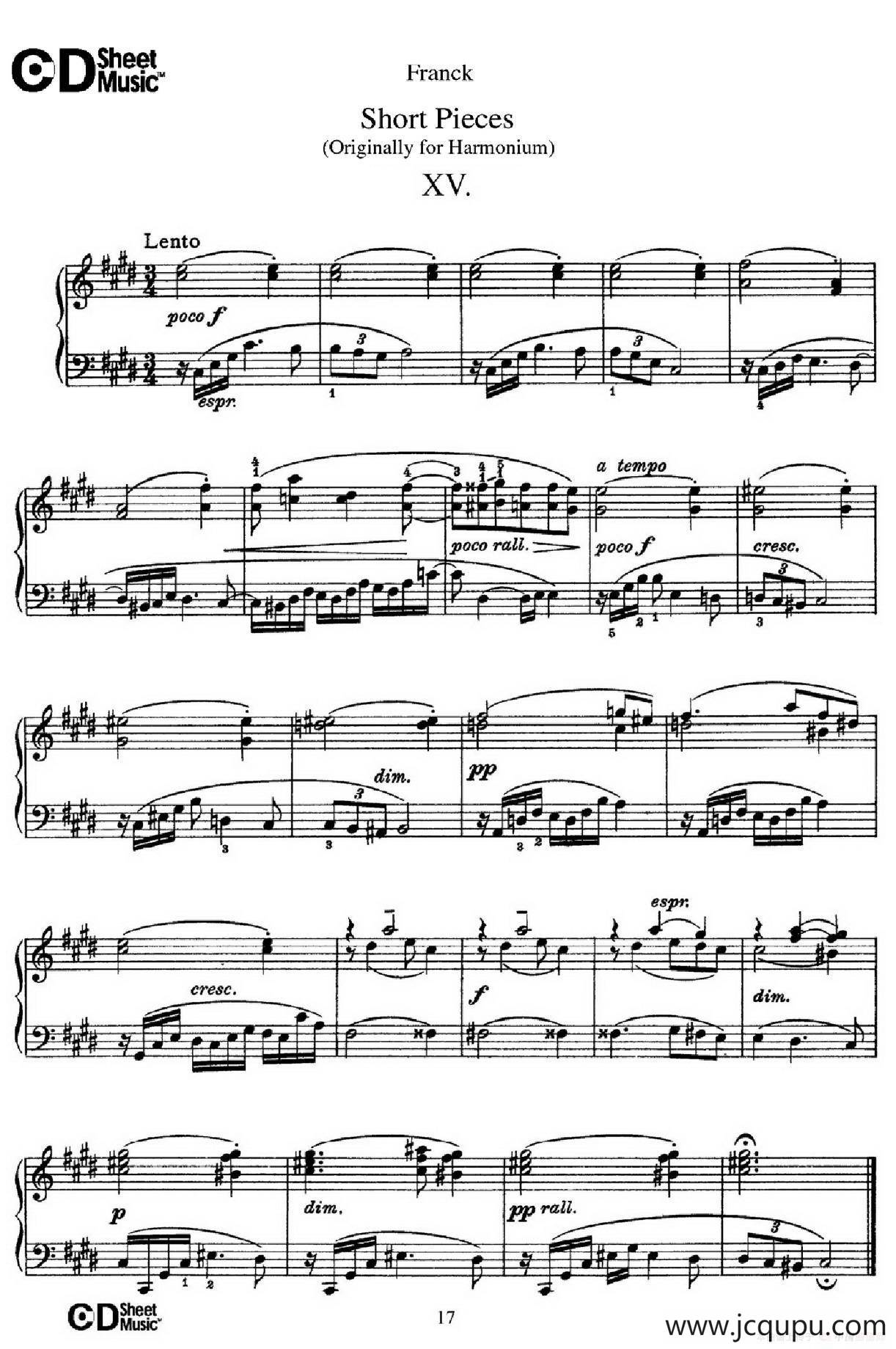 18 Short Pieces（18首小品·XV）简谱