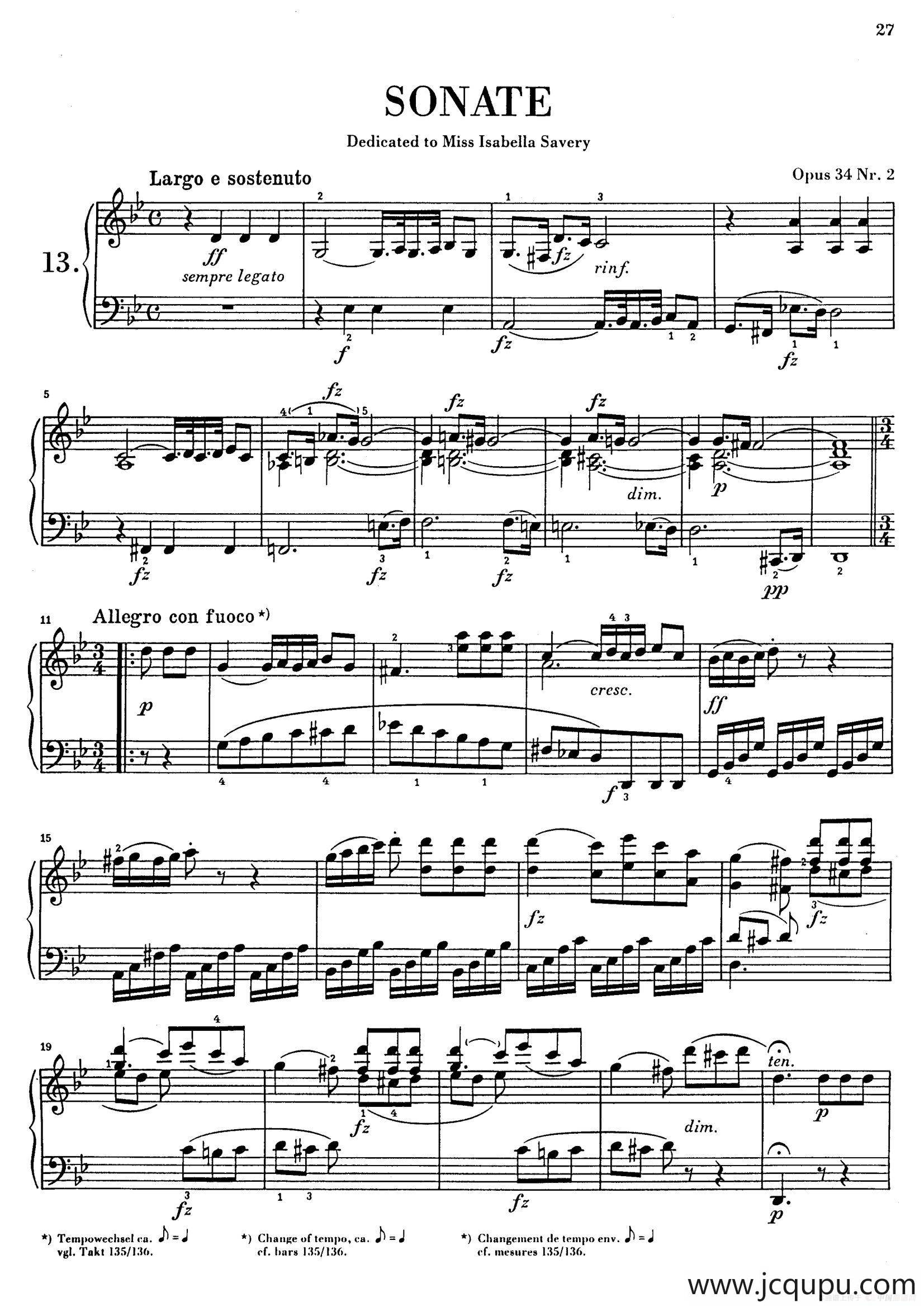 Sonata in g Minor Op.34-2（g小调钢琴奏鸣曲）简谱