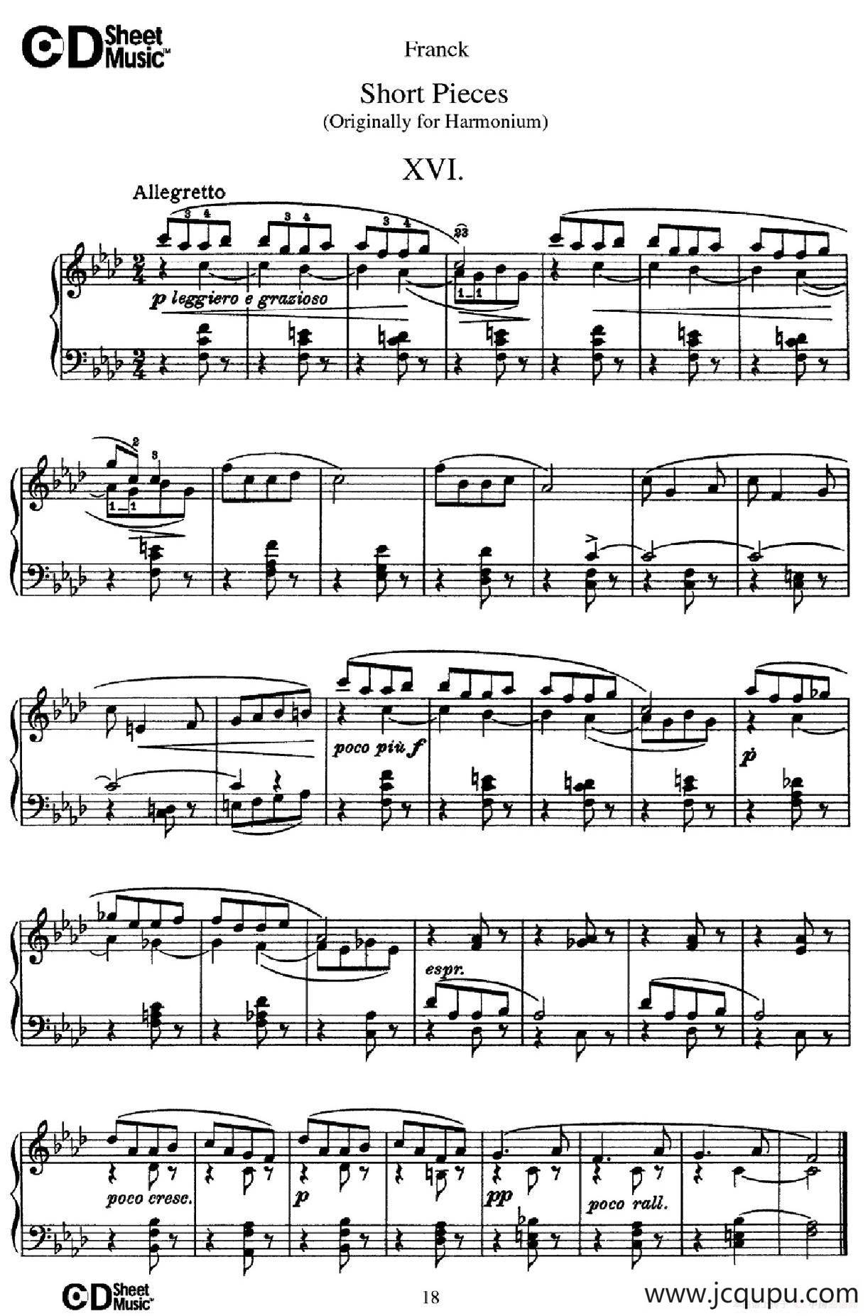 18 Short Pieces（18首小品·XVI）简谱