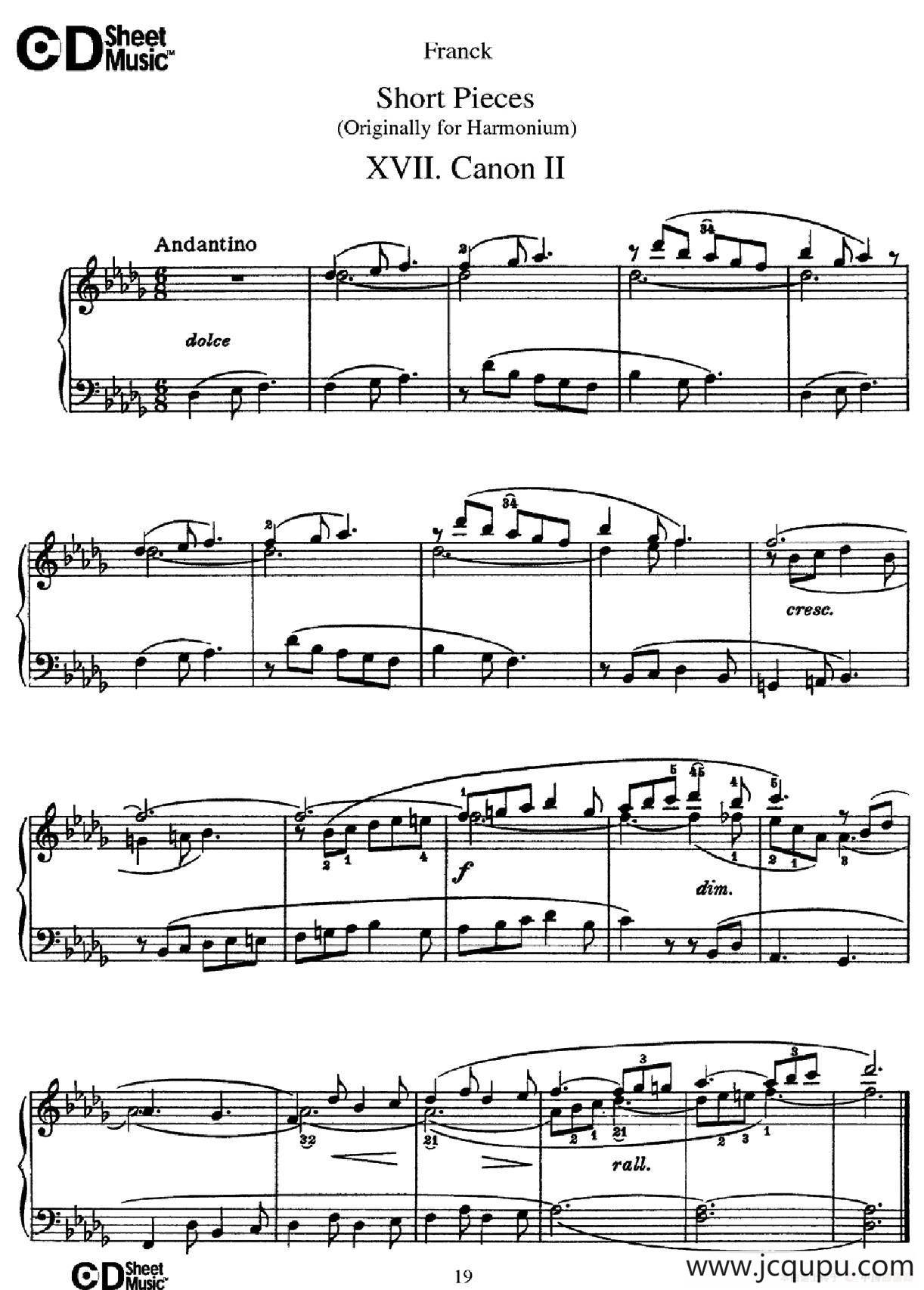 18 Short Pieces（18首小品·XVII）简谱