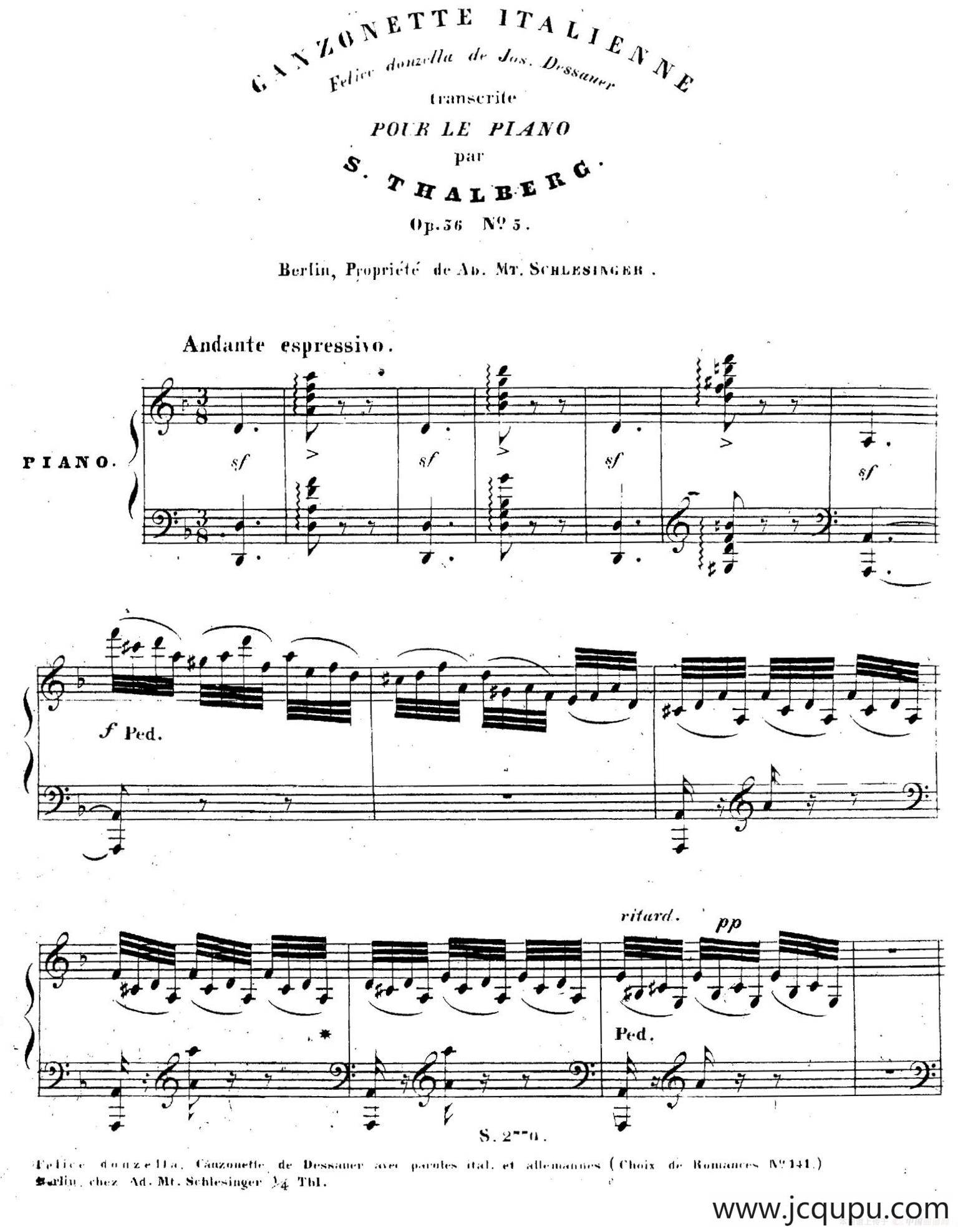 Canzonette Italienne Op.36-5（意大利小歌曲）简谱