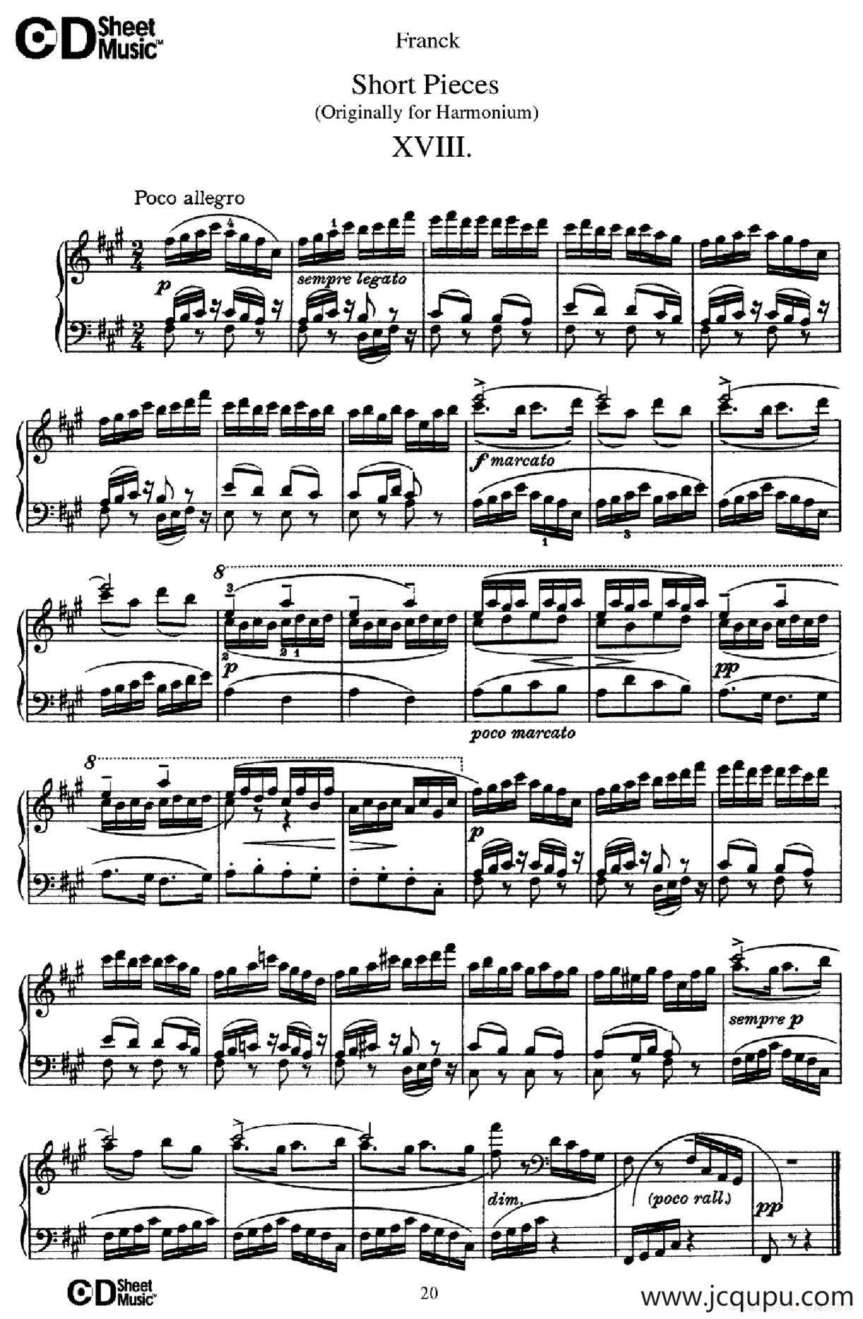 18 Short Pieces（18首小品·XVIII）简谱