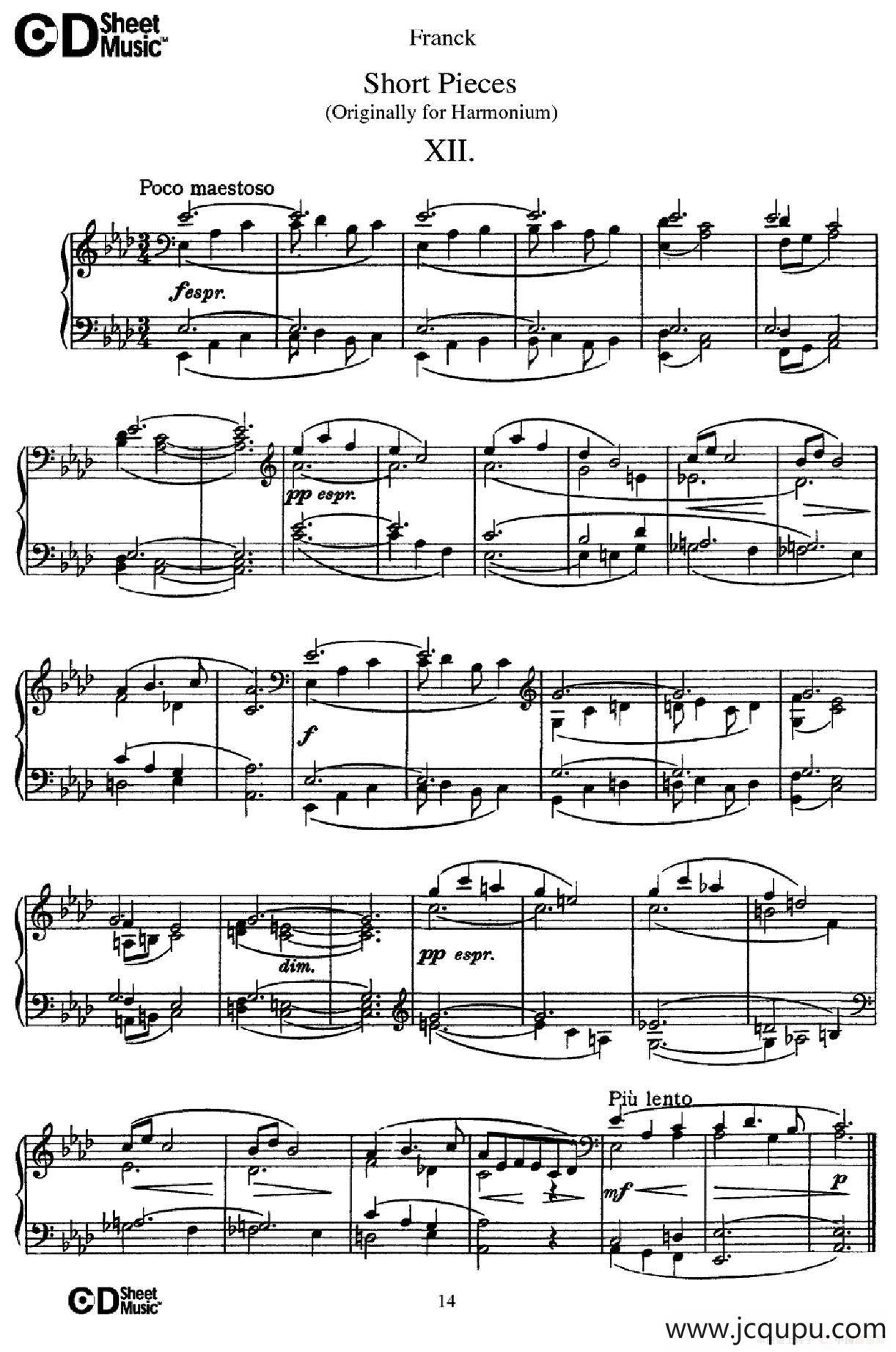 18 Short Pieces（18首小品·Ⅻ）简谱