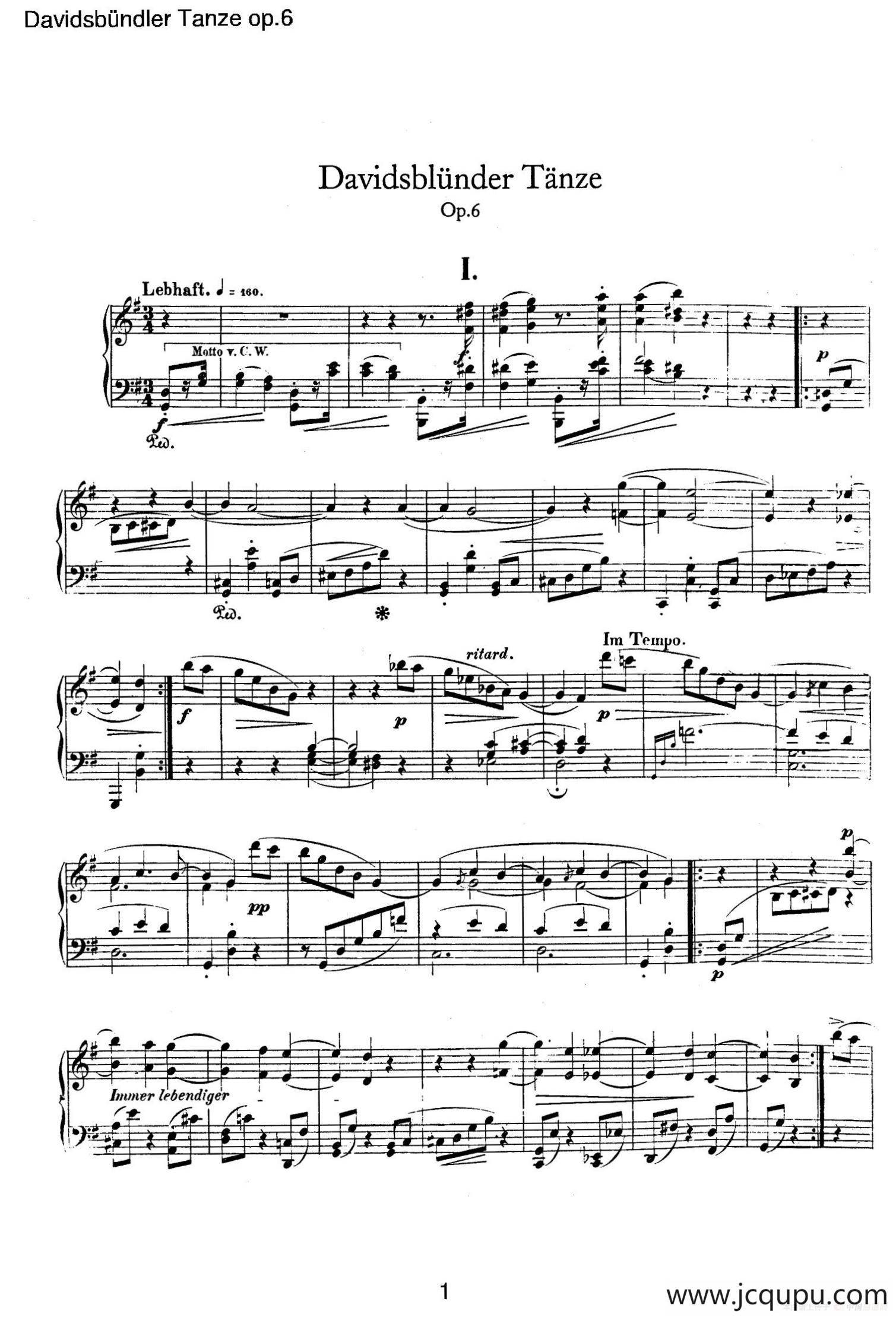 Davidsbundler Tanze Op.6（大卫同盟舞曲）简谱