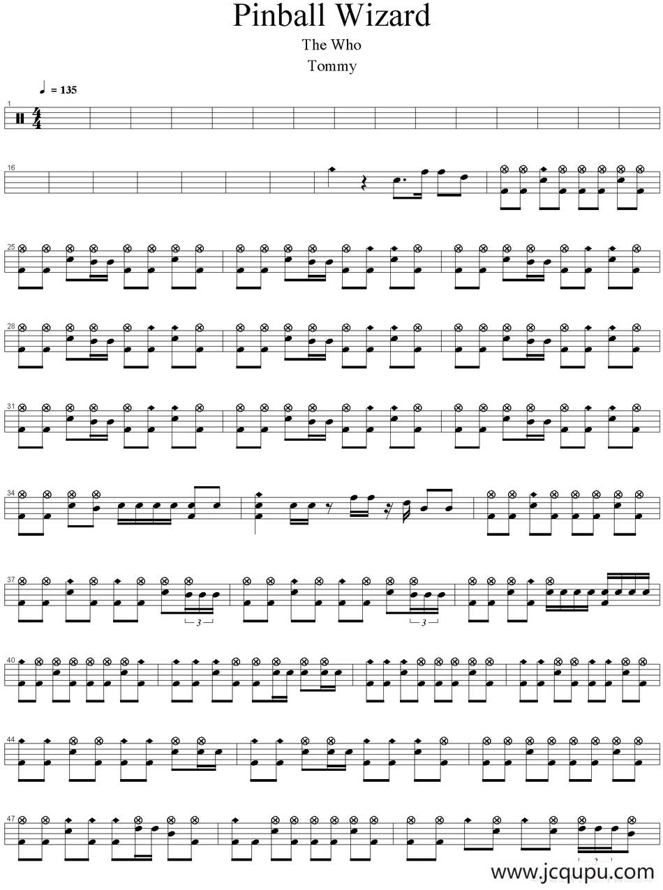 爵士鼓谱：Who - Pinball wizard简谱