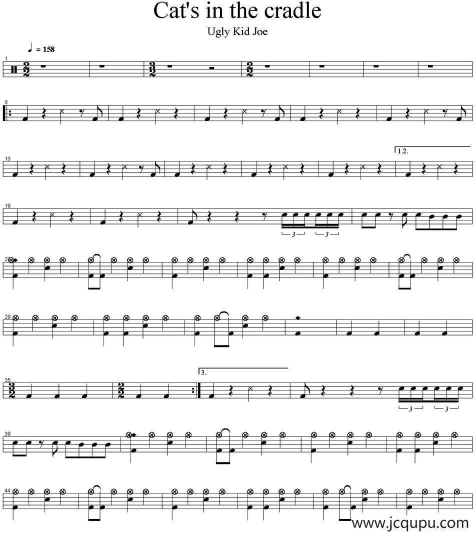 爵士鼓谱：Ugly Kid Joe - Cat's in the cradle简谱