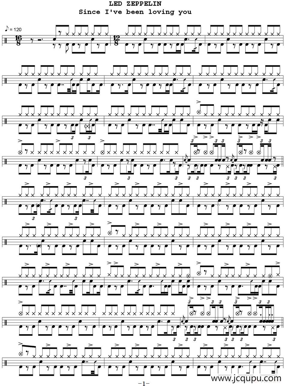 爵士鼓谱：Led Zeppelin - Since I've been loving you简谱