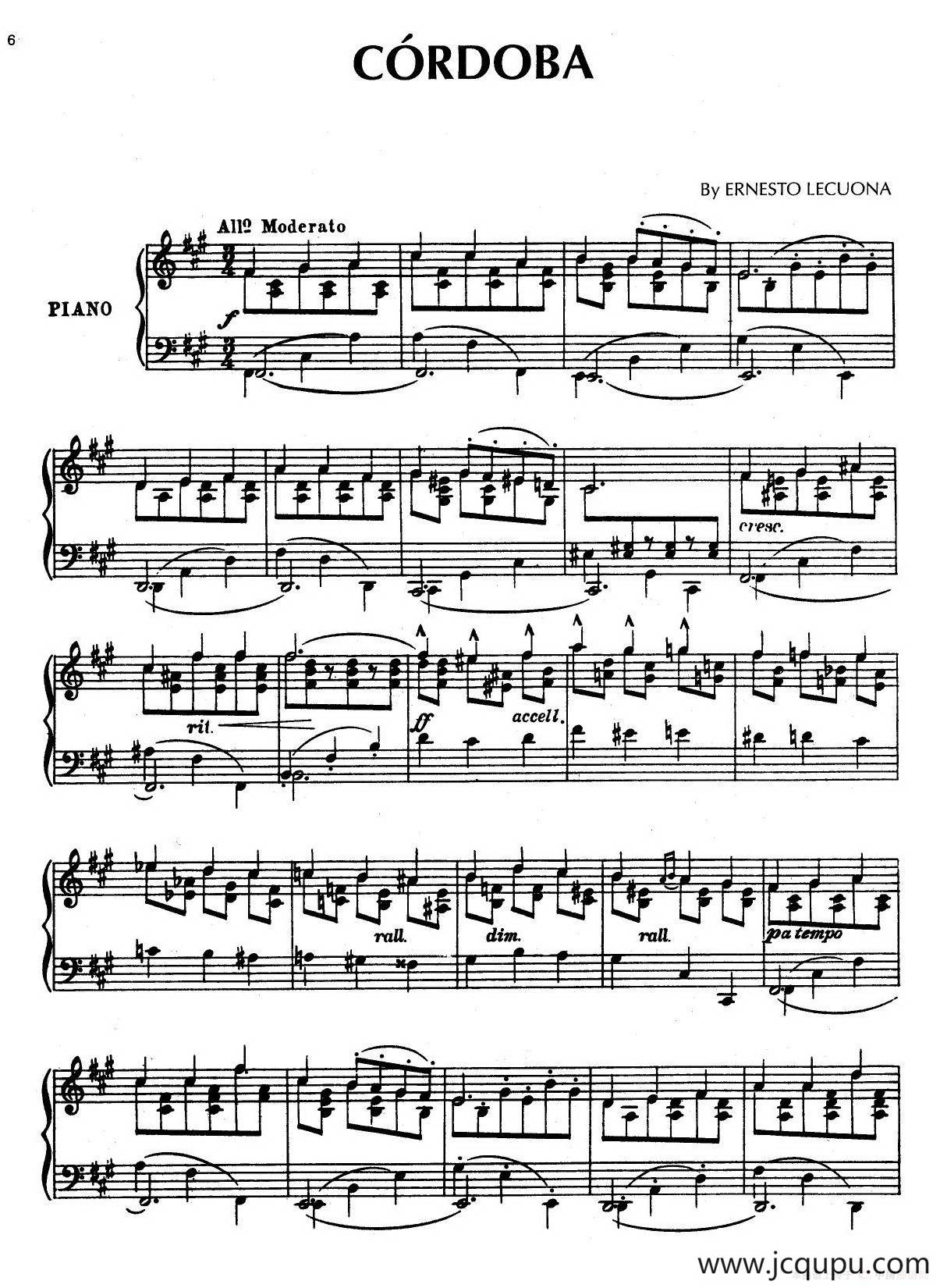 安达卢希亚组曲：Cordoba简谱