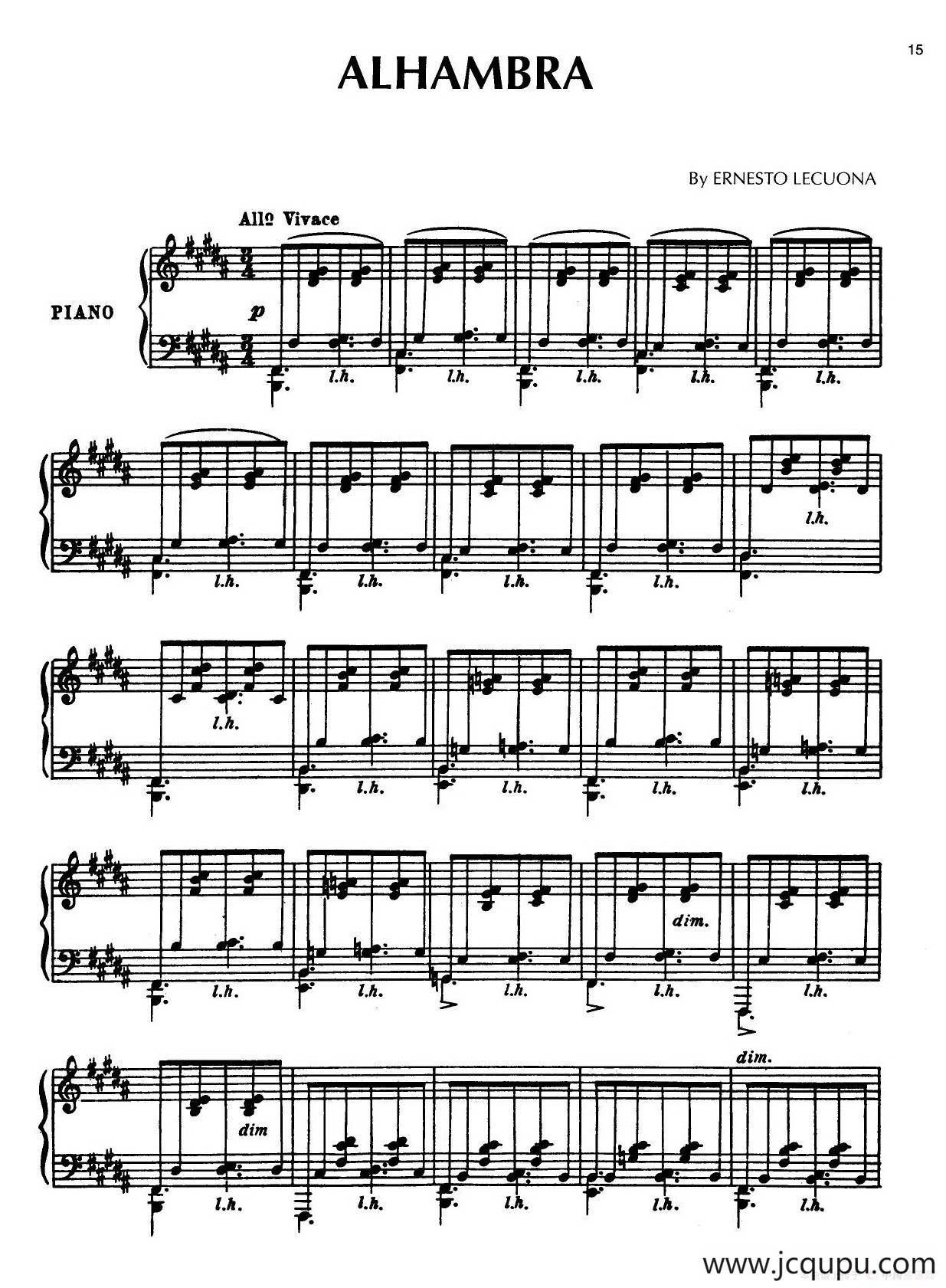 安达卢希亚组曲：Alhambra简谱