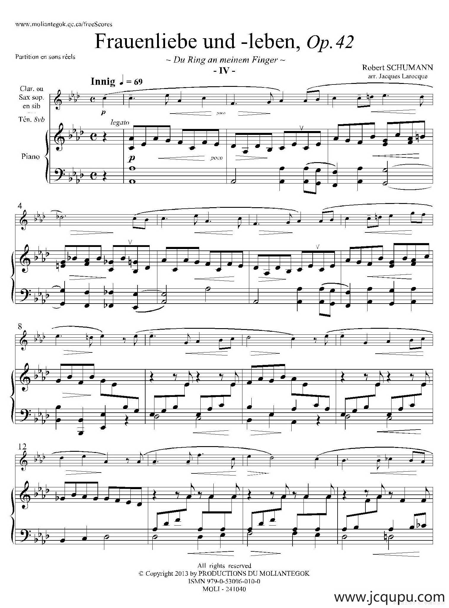 妇女的爱情与生活 Op42·Ⅳ（高音萨克斯+钢琴伴奏）简谱