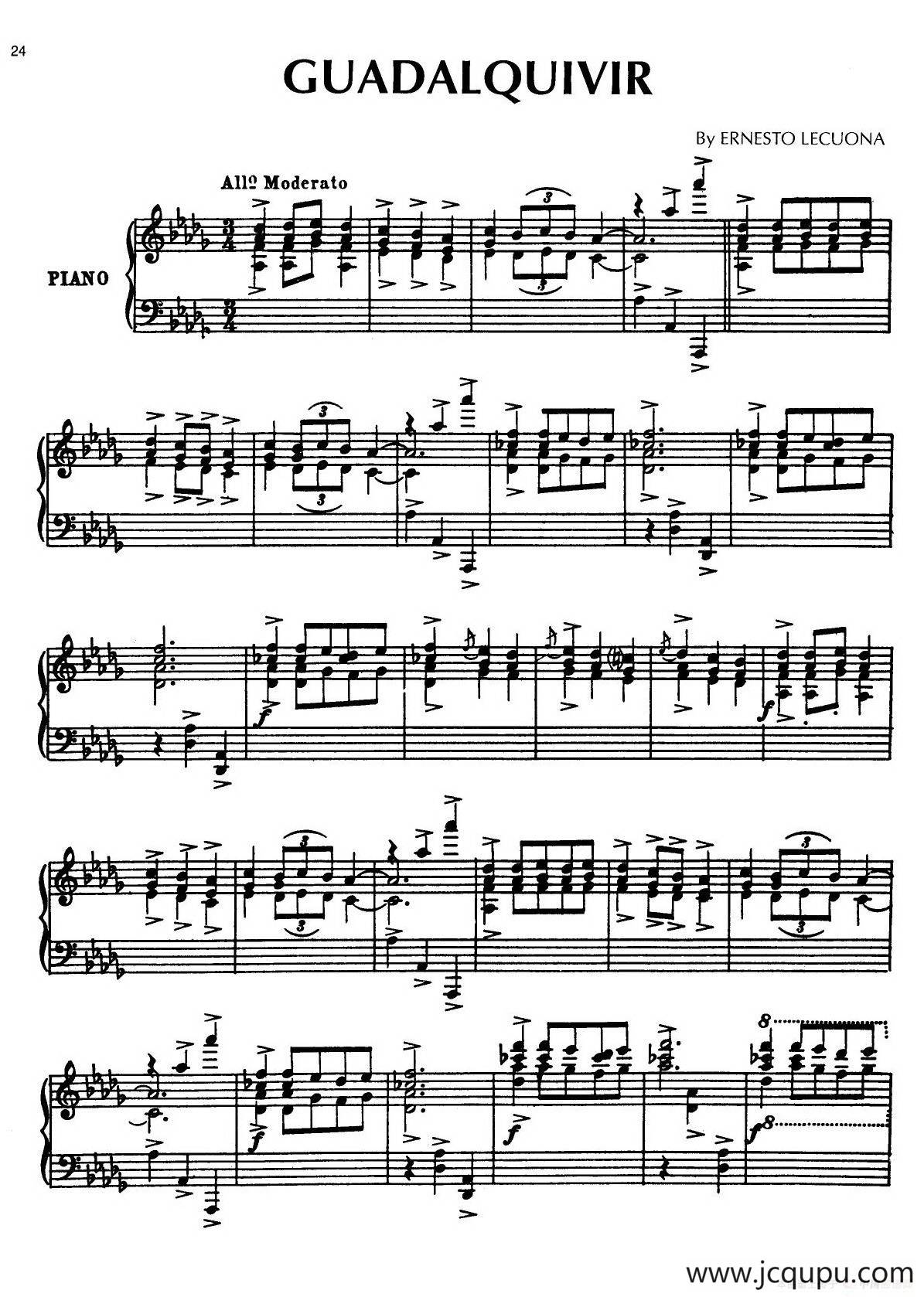 安达卢希亚组曲：Guadalquivir简谱