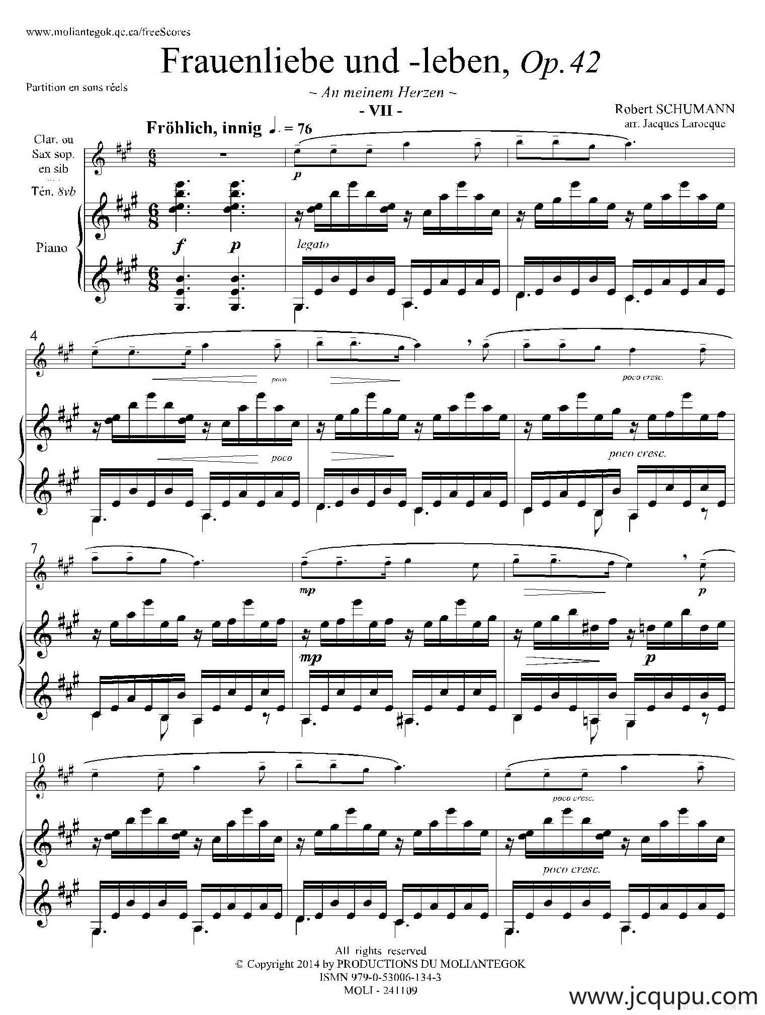 妇女的爱情与生活 Op42·Ⅶ（高音萨克斯+钢琴伴奏）简谱