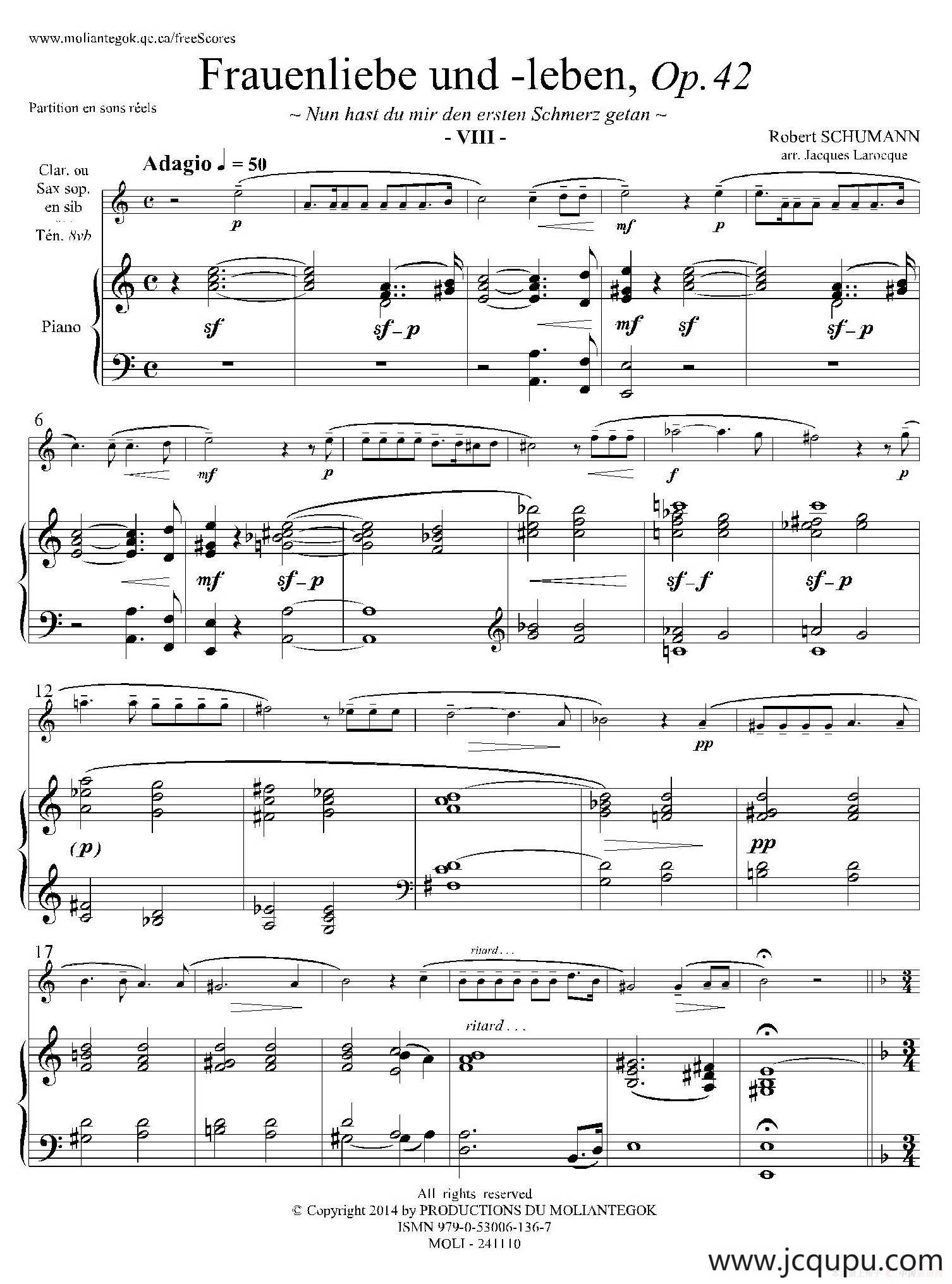 妇女的爱情与生活 Op42·Ⅷ（高音萨克斯+钢琴伴奏）简谱