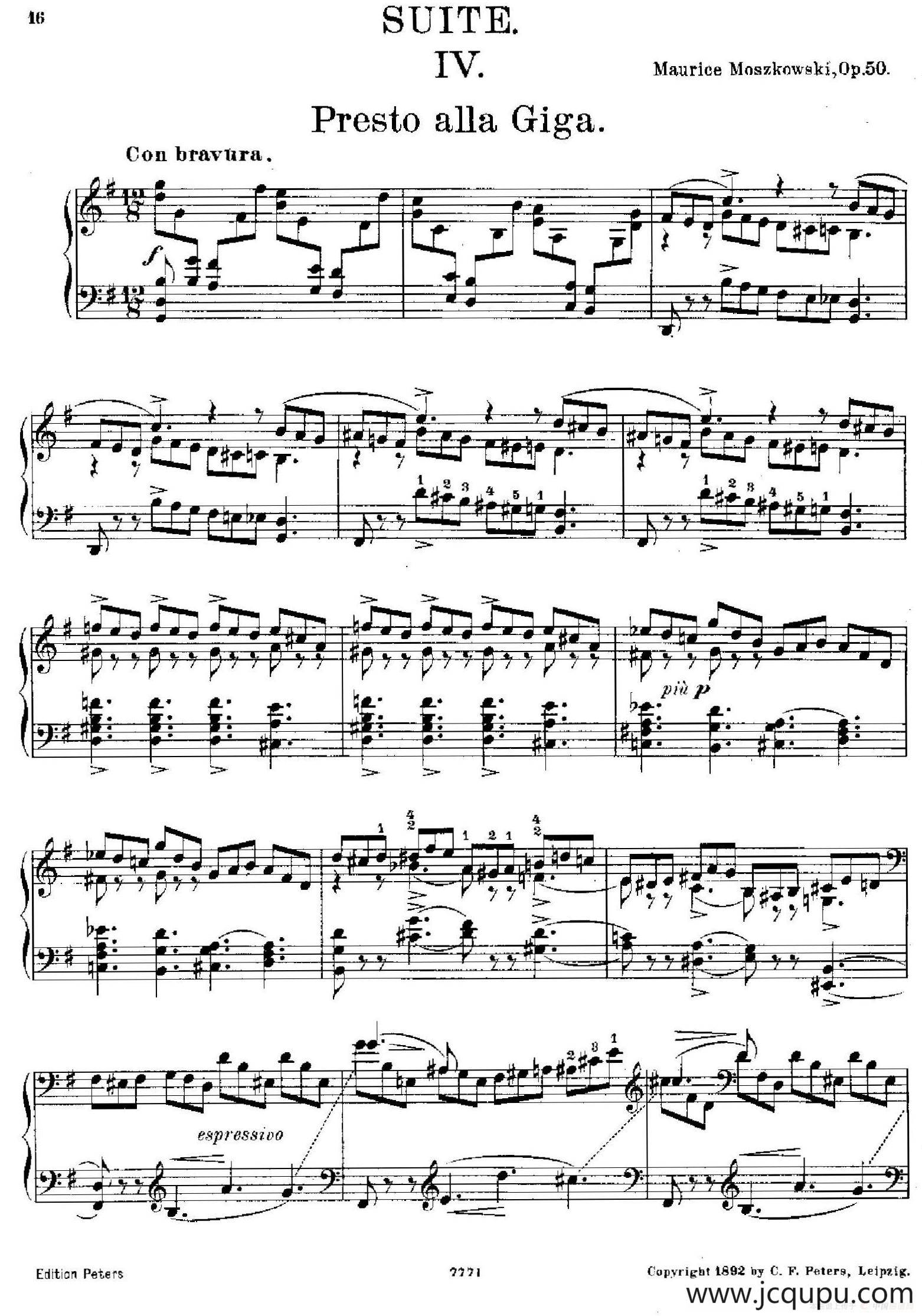Suite in G Major Op.50（G大调组曲·Ⅳ）简谱