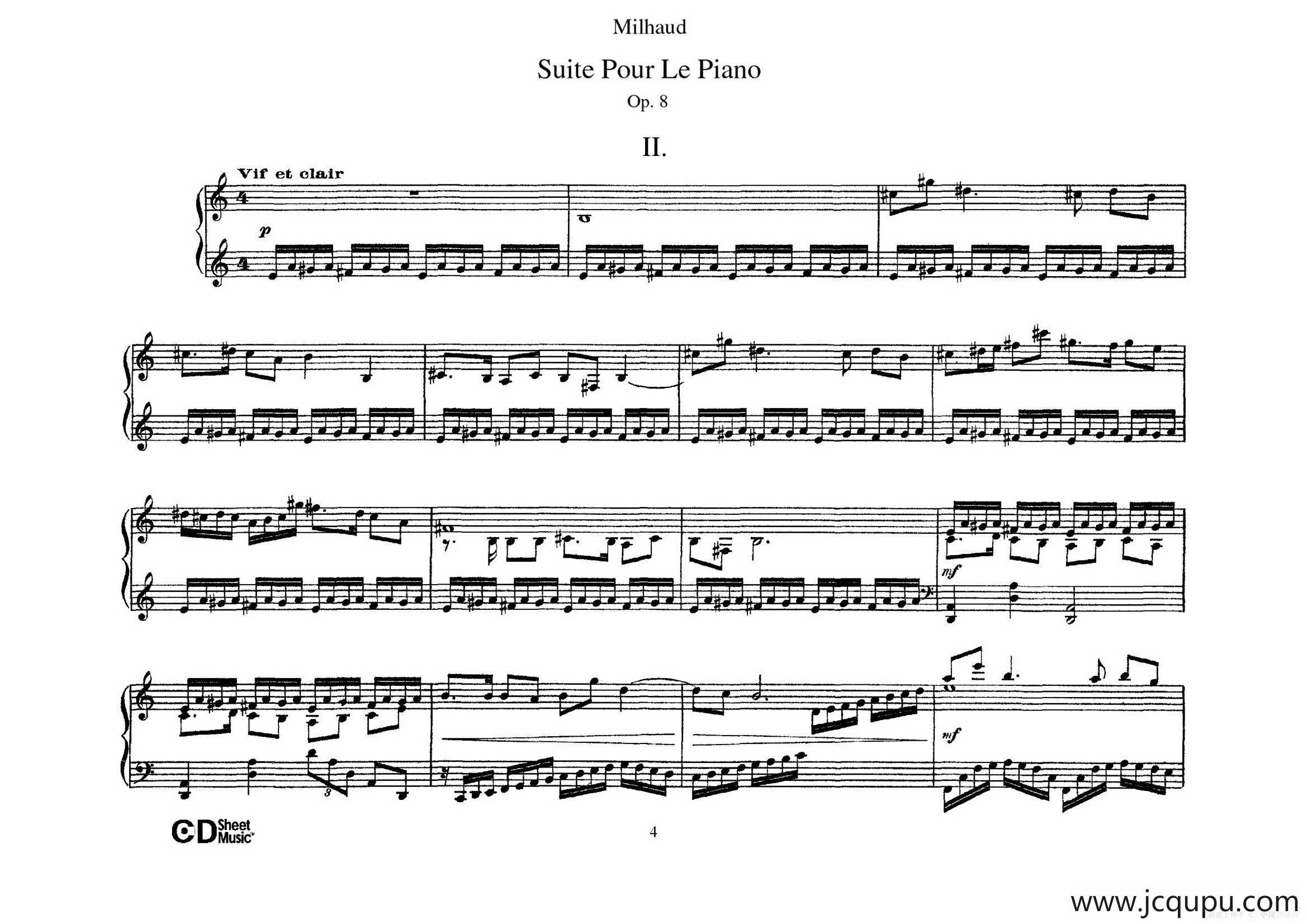 Suite Pour Le Piano Op.8（钢琴组曲·Ⅱ）简谱