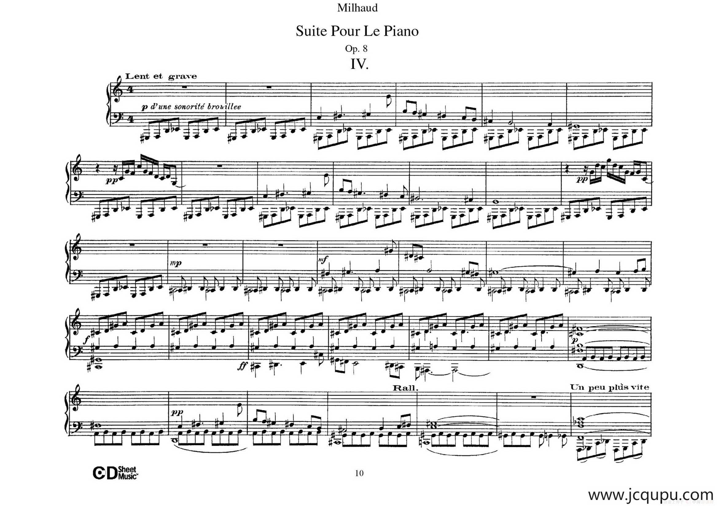 Suite Pour Le Piano Op.8（钢琴组曲·Ⅳ）简谱