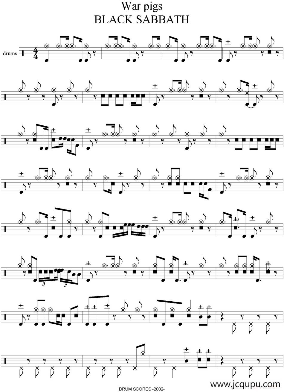 爵士鼓谱：Black Sabbath - War pigs简谱