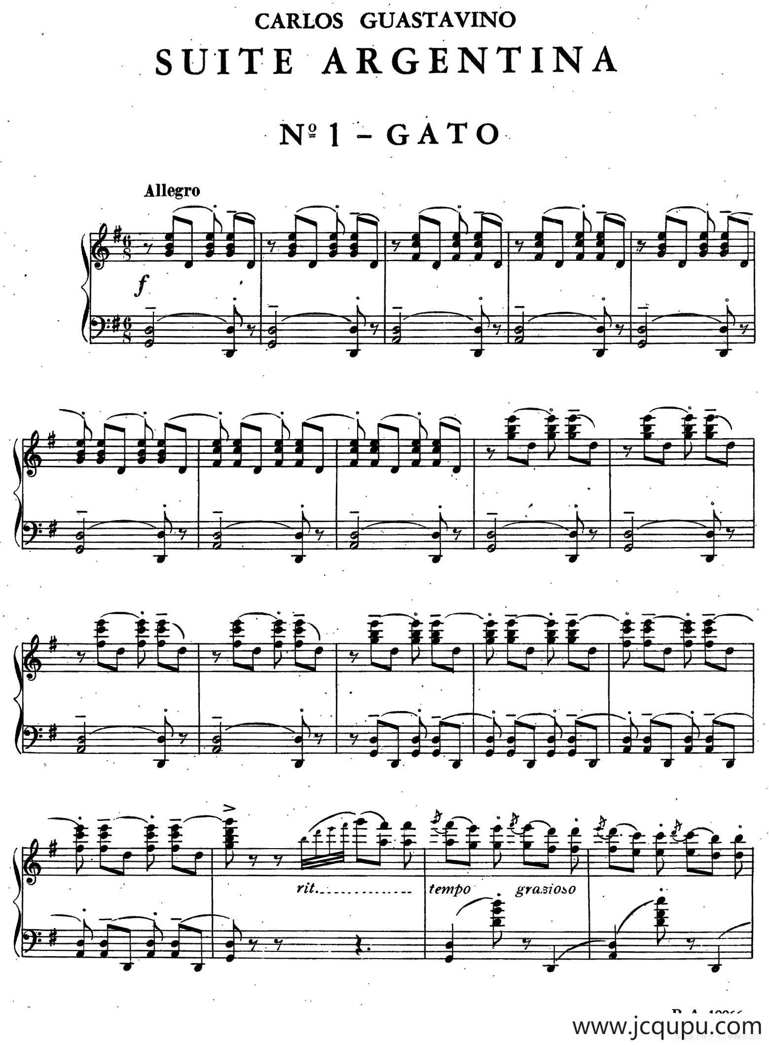 Suite Argentina（阿根廷组曲 No.1）简谱