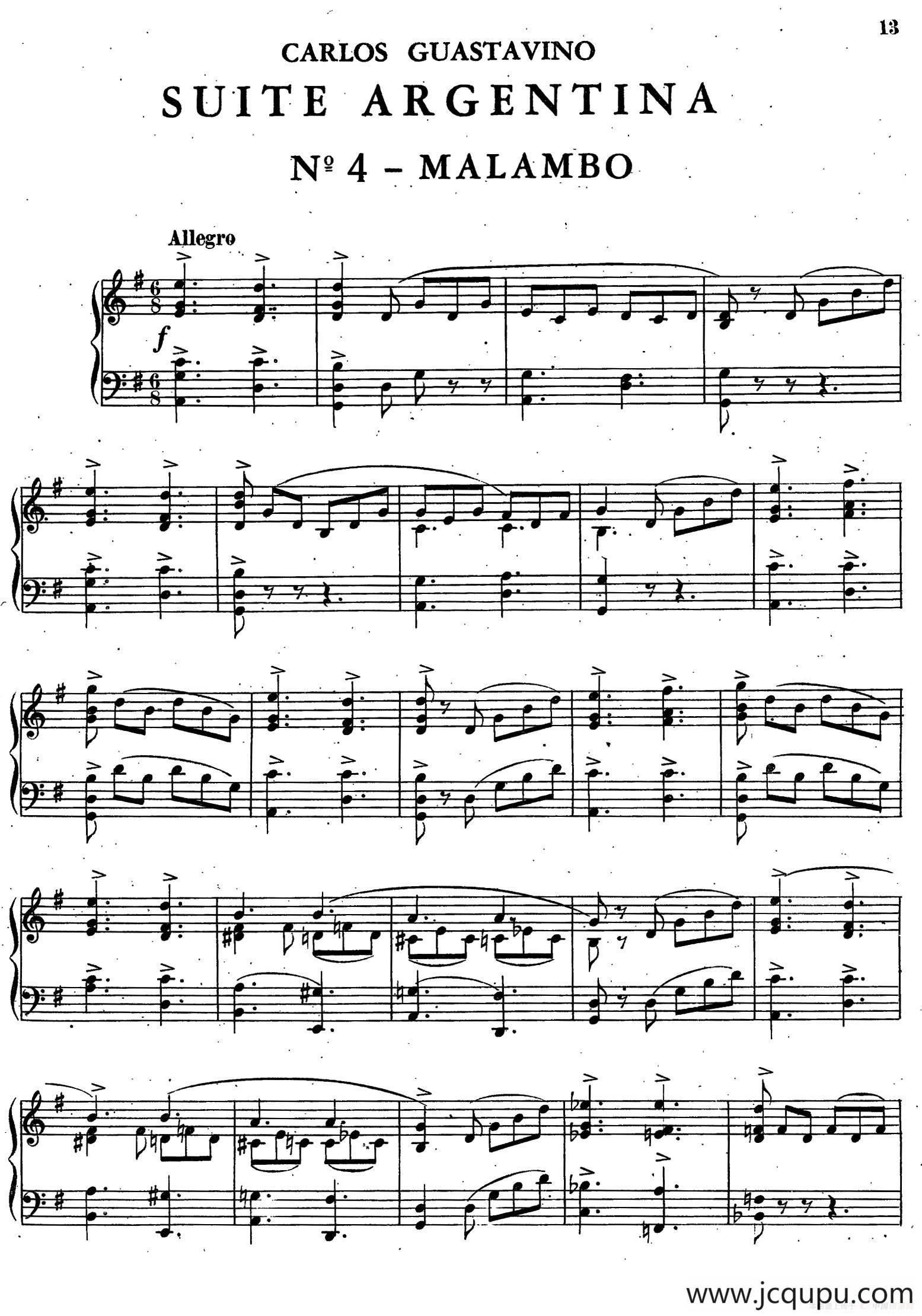 Suite Argentina（阿根廷组曲 No.4）简谱