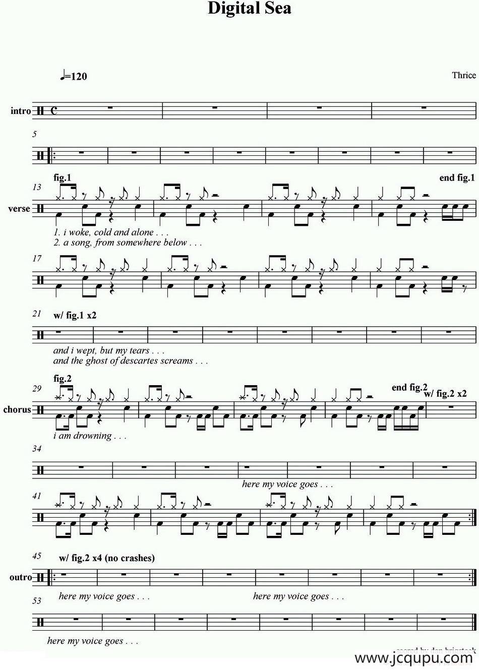 爵士鼓谱：Thrice - Digital Sea简谱